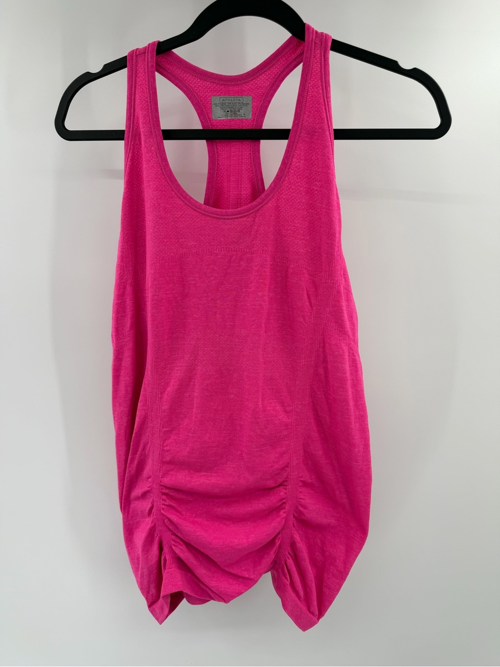 Athleta Fastest Track Tank Top Bright Pink Ruched Size Large